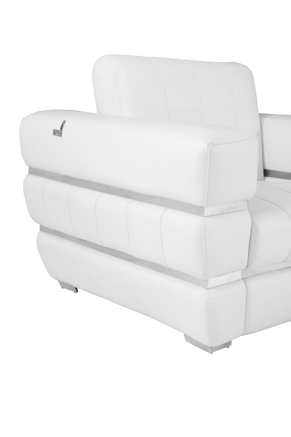 75" White And Silver Italian Leather Loveseat - Homeroots - Flyclothing LLC
