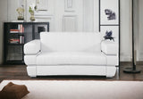 75" White And Silver Italian Leather Loveseat - Homeroots - Flyclothing LLC