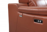 72" Camel And Silver Italian Leather Power Reclining Loveseat - Homeroots - Flyclothing LLC