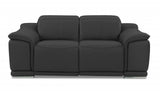 72" Gray And Silver Italian Leather Power Reclining Loveseat - Homeroots - Flyclothing LLC