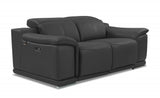 72" Gray And Silver Italian Leather Power Reclining Loveseat - Homeroots - Flyclothing LLC