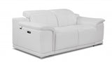 72" White And Silver Italian Leather Power Reclining Loveseat - Homeroots - Flyclothing LLC