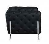 69" Black And Silver Italian Leather Loveseat - Homeroots - Flyclothing LLC
