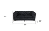69" Black And Silver Italian Leather Loveseat - Homeroots - Flyclothing LLC