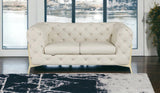 69" Beige And Gold Italian Leather Loveseat - Homeroots - Flyclothing LLC