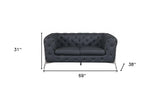 69" Gray And Silver Italian Leather Loveseat - Homeroots - Flyclothing LLC