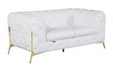 69" White And Gold Italian Leather Loveseat - Homeroots - Flyclothing LLC