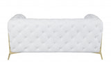 69" White And Gold Italian Leather Loveseat - Homeroots - Flyclothing LLC