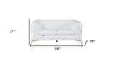 69" White And Gold Italian Leather Loveseat - Homeroots - Flyclothing LLC