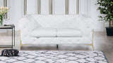 69" White And Gold Italian Leather Loveseat - Homeroots - Flyclothing LLC