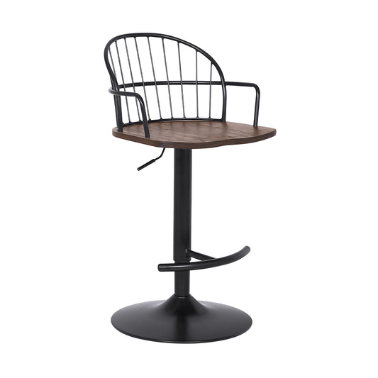 23" Brown And Black Iron Low Back Adjustable Height Bar Chair - Homeroots