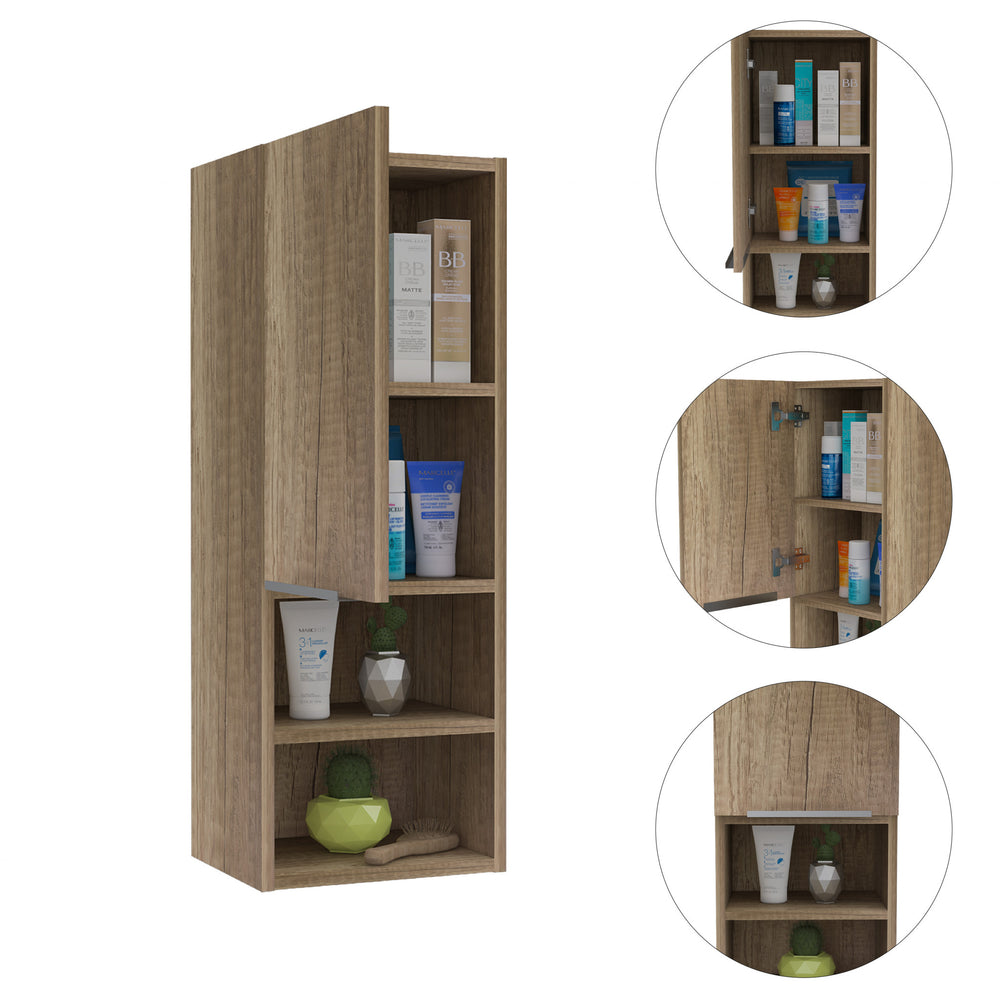 12" Wood Brown Standard Accent Cabinet With Four Shelves - Homeroots