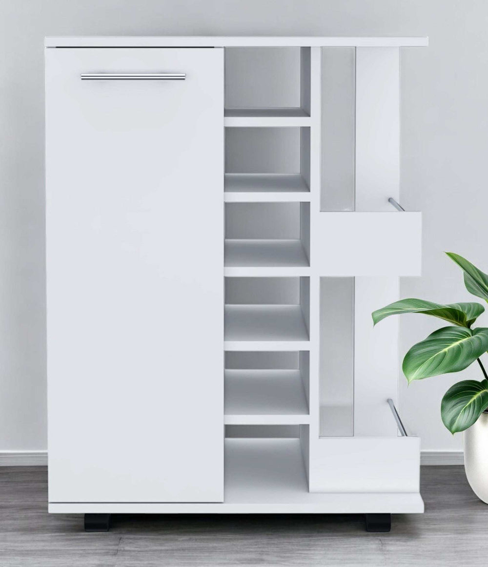 White Rolling Bar Cart With Wine Storage - Homeroots - Flyclothing LLC