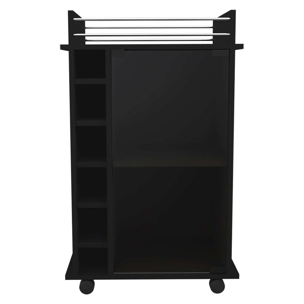 Black Rolling Bar Cart With Wine Storage - Homeroots - Flyclothing LLC
