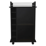 Black Rolling Bar Cart With Wine Storage - Homeroots - Flyclothing LLC