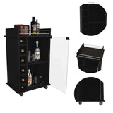 Black Rolling Bar Cart With Wine Storage - Homeroots - Flyclothing LLC