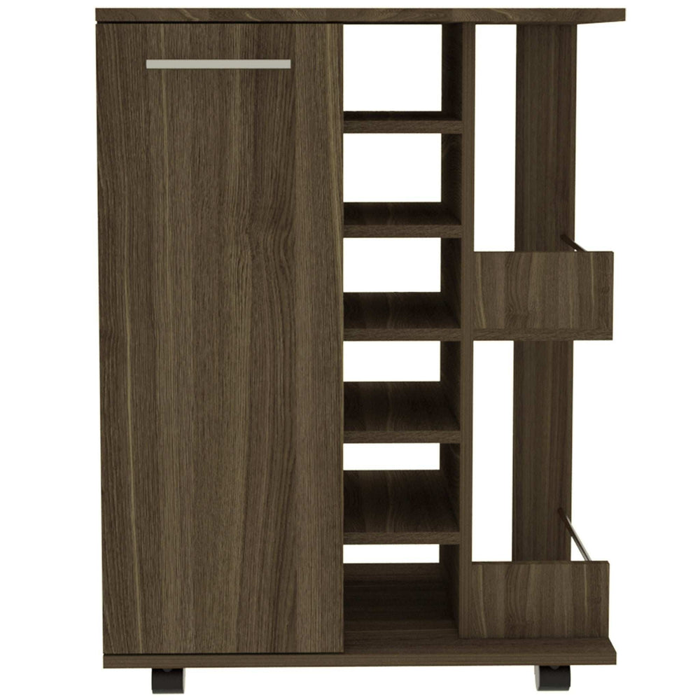 Brown Rolling Bar Cart With Wine Storage - Homeroots - Flyclothing LLC