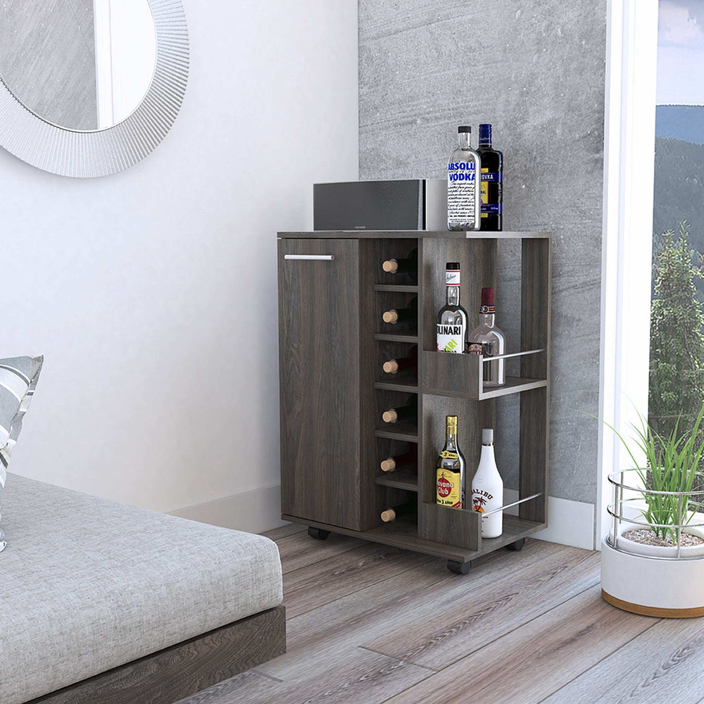 Espresso Rolling Bar Cart With Wine Storage - Homeroots - Flyclothing LLC