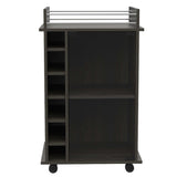 Espresso Rolling Bar Cart With Wine Storage - Homeroots - Flyclothing LLC