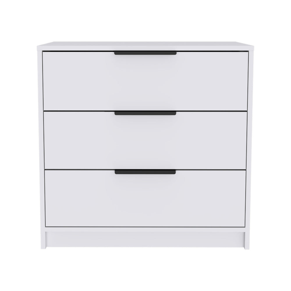 28" White Manufactured Wood Three Drawer Dresser - Homeroots - Flyclothing LLC