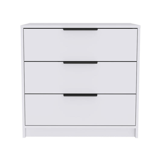 28" White Manufactured Wood Three Drawer Dresser - Homeroots