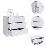 28" White Manufactured Wood Three Drawer Dresser - Homeroots - Flyclothing LLC