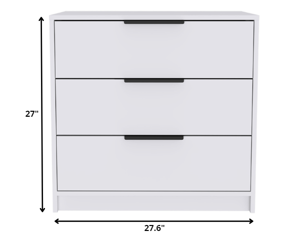 28" White Manufactured Wood Three Drawer Dresser - Homeroots - Flyclothing LLC