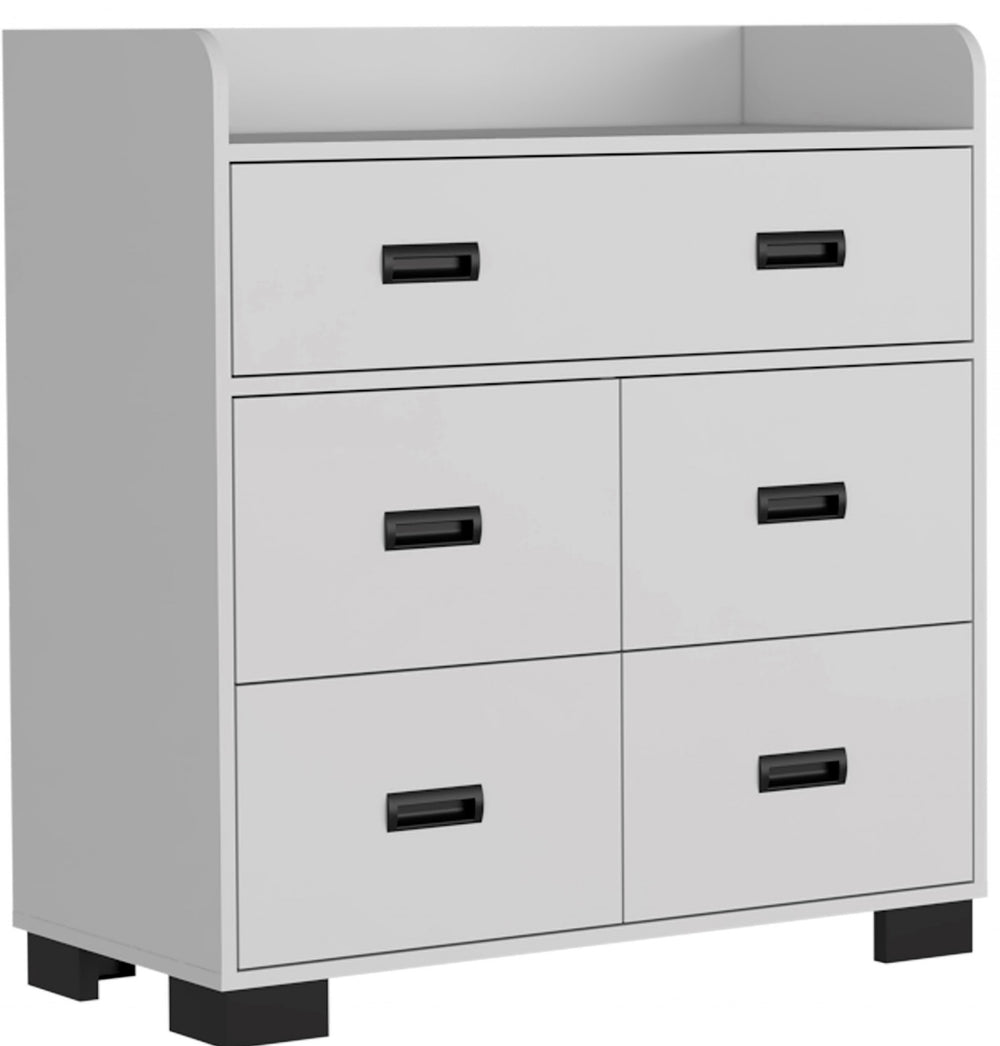 33" White Manufactured Wood Five Drawer Dresser - Homeroots - Flyclothing LLC