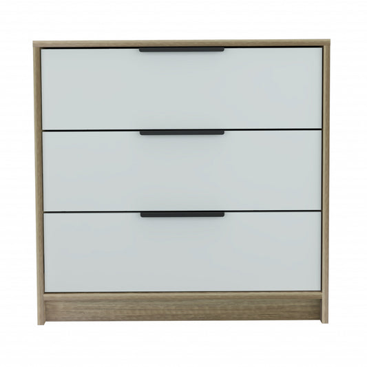 28" Light Oak And White Three Drawer Dresser - Homeroots
