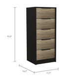 42" Black And Light Oak Manufactured Wood Five Drawer Chest - Homeroots - Flyclothing LLC