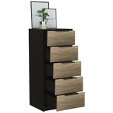 42" Black And Light Oak Manufactured Wood Five Drawer Chest - Homeroots - Flyclothing LLC