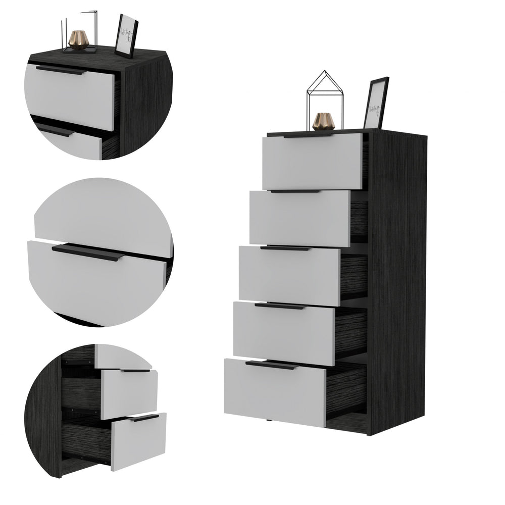 18" White Manufactured Wood Five Drawer Chest