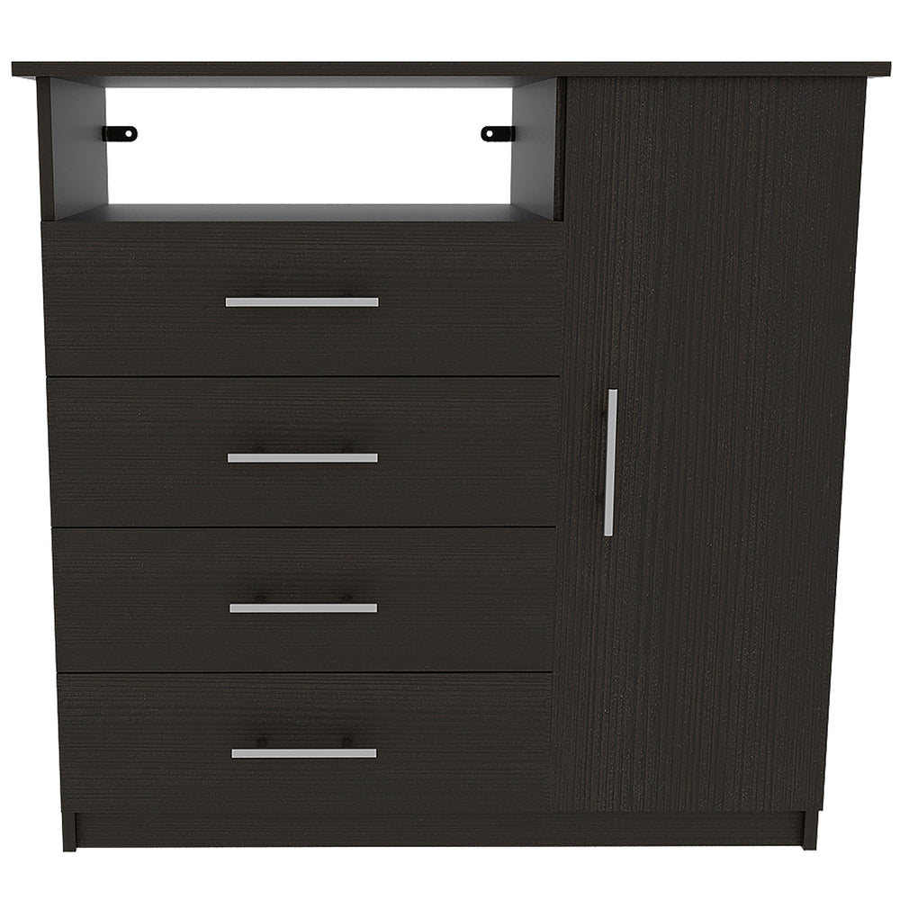 36" Black Manufactured Wood Four Drawer Combo Dresser - Homeroots