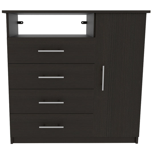 36" Black Manufactured Wood Four Drawer Combo Dresser - Homeroots