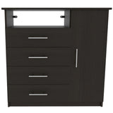 36" Black Manufactured Wood Four Drawer Combo Dresser - Homeroots