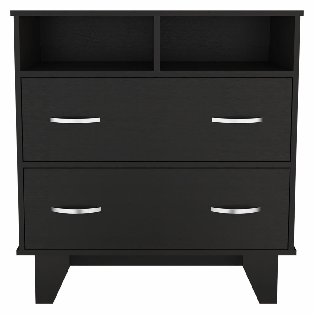 32" Black Manufactured Wood Two Drawer Dresser - Homeroots