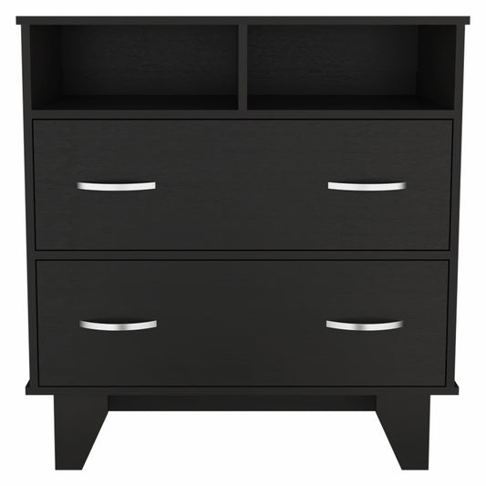 32" Black Manufactured Wood Two Drawer Dresser - Homeroots
