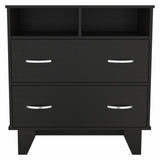 32" Black Manufactured Wood Two Drawer Dresser - Homeroots