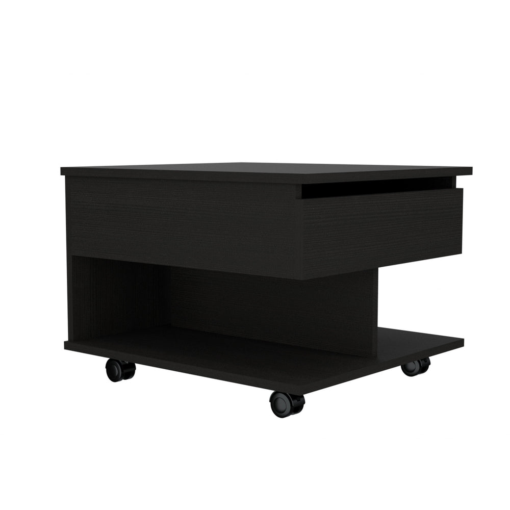 22" Black Manufactured Wood Rectangular Lift Top Coffee Table With Drawer - Homeroots - Flyclothing LLC