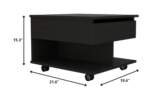 22" Black Manufactured Wood Rectangular Lift Top Coffee Table With Drawer - Homeroots - Flyclothing LLC