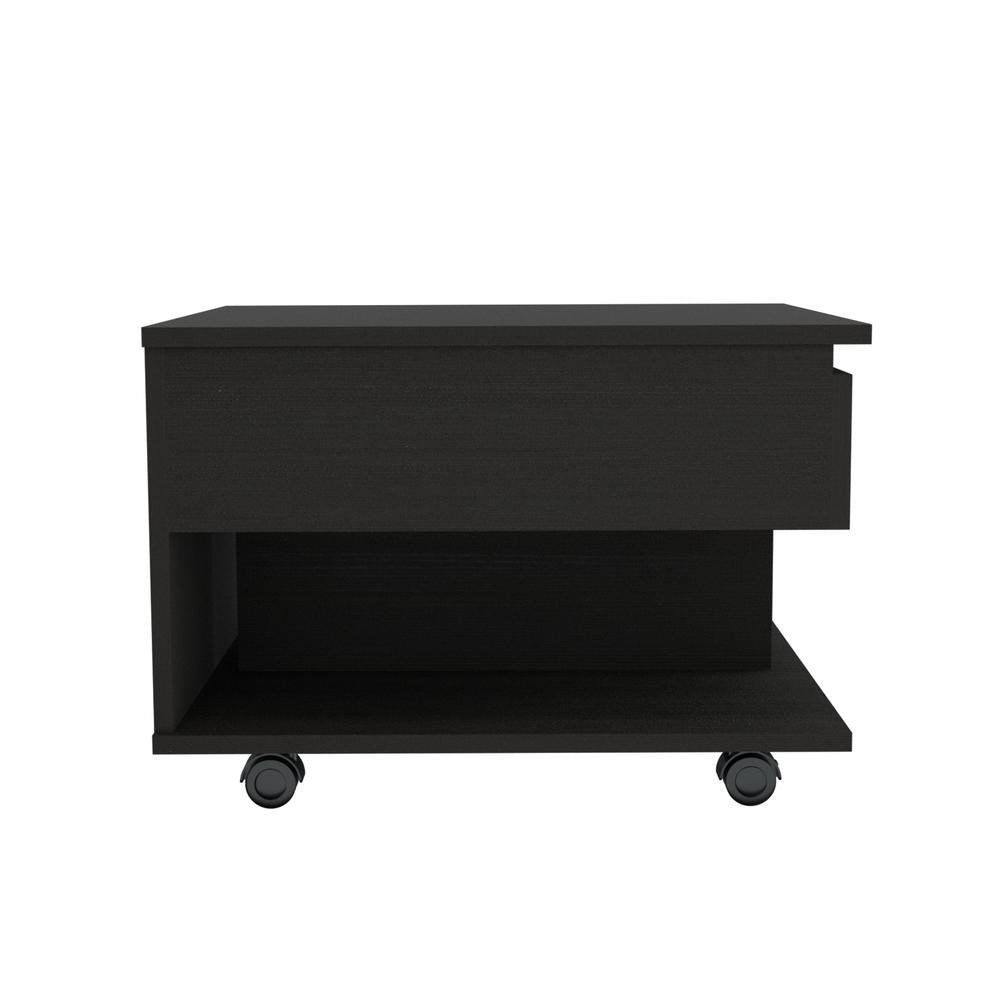 22" Black Manufactured Wood Rectangular Lift Top Coffee Table With Drawer - Homeroots - Flyclothing LLC