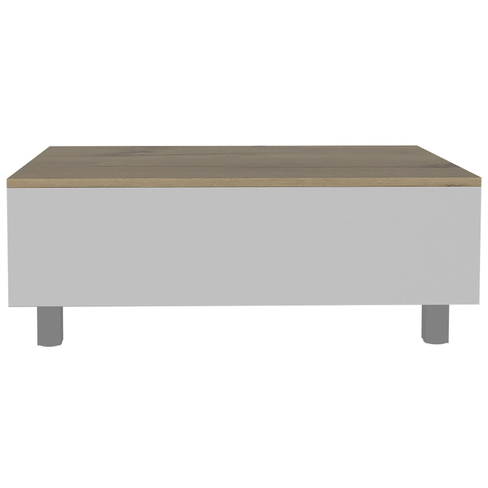 32" White And Light Oak Manufactured Wood Rectangular Lift Top Coffee Table With Drawer And Shelf - Homeroots - Flyclothing LLC