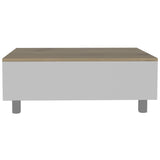 32" White And Light Oak Manufactured Wood Rectangular Lift Top Coffee Table With Drawer And Shelf - Homeroots - Flyclothing LLC