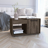 32" Dark Walnut Manufactured Wood Rectangular Coffee Table With Shelf - Homeroots - Flyclothing LLC