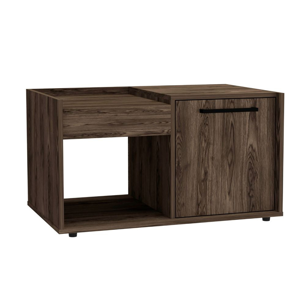 32" Dark Walnut Manufactured Wood Rectangular Coffee Table With Shelf - Homeroots - Flyclothing LLC