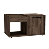 32" Dark Walnut Manufactured Wood Rectangular Coffee Table With Shelf - Homeroots - Flyclothing LLC