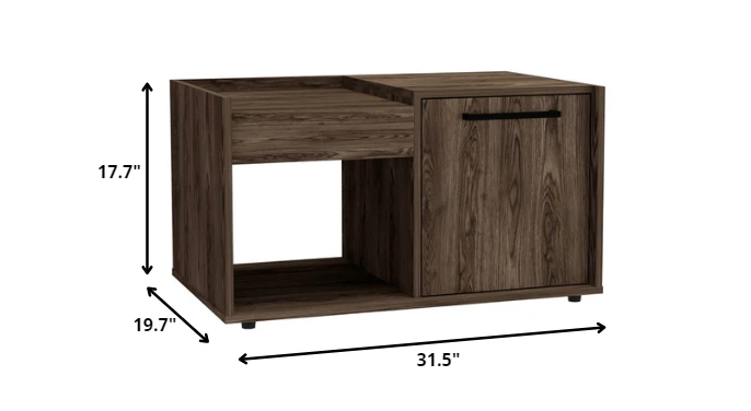 32" Dark Walnut Manufactured Wood Rectangular Coffee Table With Shelf - Homeroots - Flyclothing LLC