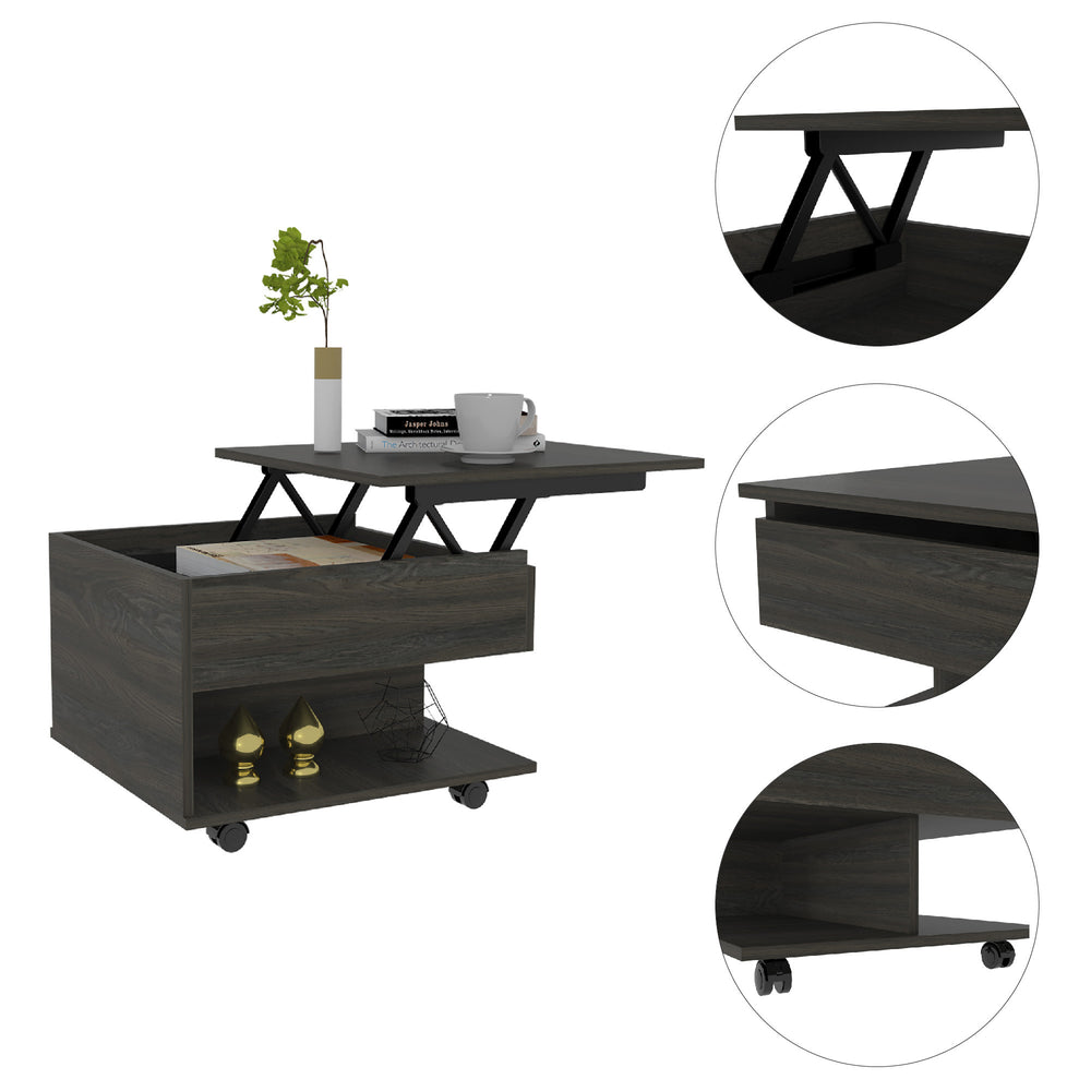 22" Carbon Espresso Manufactured Wood Rectangular Coffee Table With Drawer - Homeroots - Flyclothing LLC