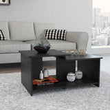 35" Black Manufactured Wood Rectangular Coffee Table - Homeroots - Flyclothing LLC