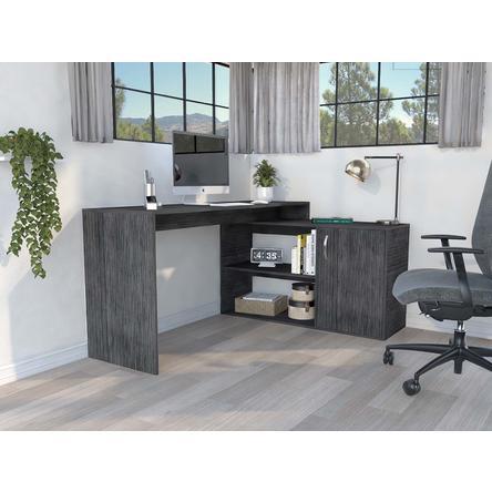 60" Gray L Shape Computer Desk - Homeroots - Flyclothing LLC